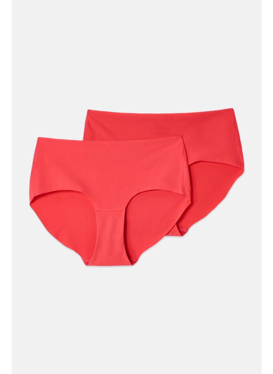 Tchibo Women 2 Piece Solid Underwear Panty, Red  - Image 2
