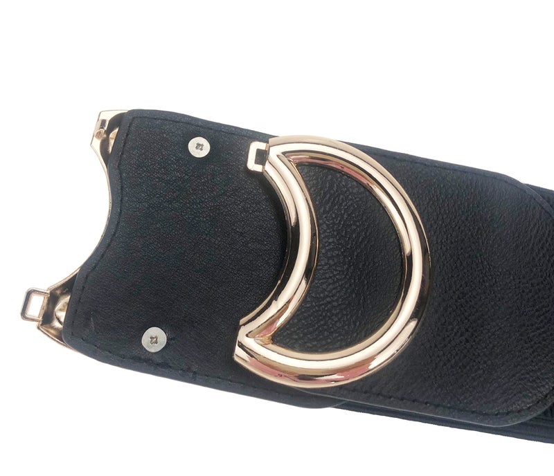 Swtddy Women's Elastic Wide Stretchy Waist Cinch Belt Waistband For Dresses (Suit For Waist Size 27"-35", Golden O Design Black+White+Red) - Image 5