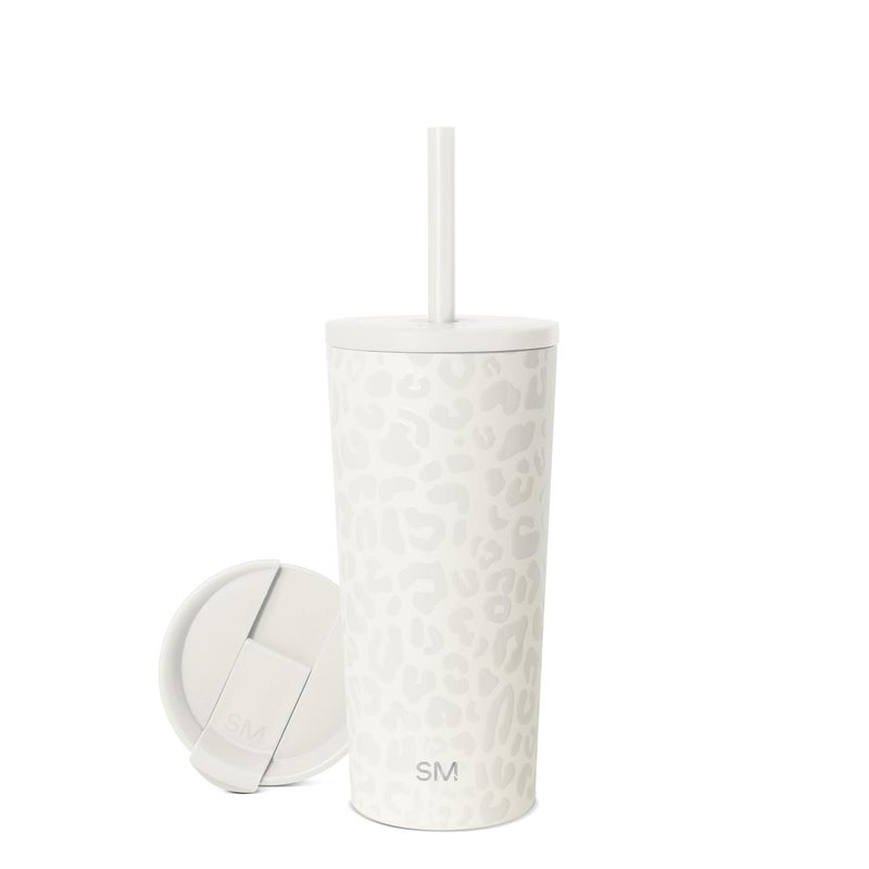 Simple Modern Insulated Tumbler with Lid and Straw | Iced Coffee Cup Reusable Stainless Steel Water Bottle Travel Mug | Gifts for Women Men Her Him | Classic Collection | 20oz | Cream Leopard - Image 1