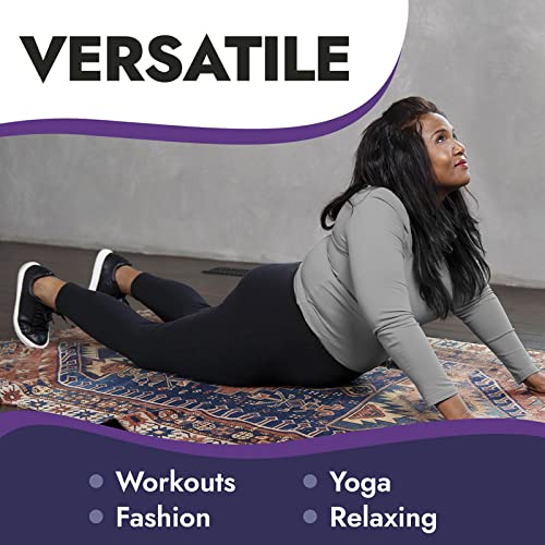 Popular Womens Plus Size Leggings - Cotton Full Length Womens Leggings Plus Size. Gym, Workout, Or Yoga. Navy 1X - Image 4