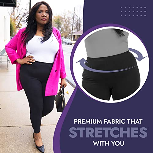 Popular Womens Plus Size Leggings - Cotton Full Length Womens Leggings Plus Size. Gym, Workout, Or Yoga. Navy 1X - Image 2