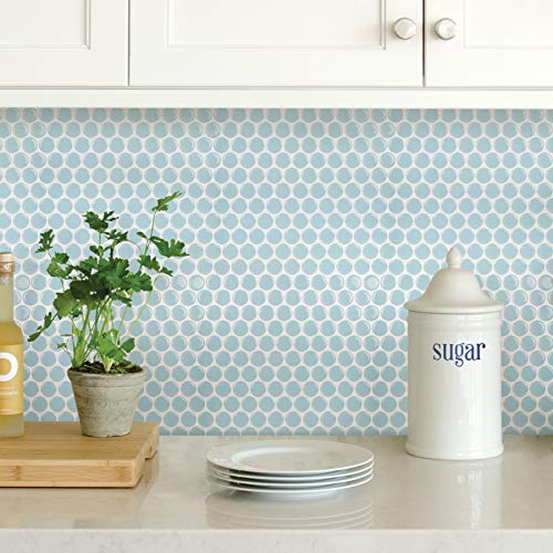 InHome NH2959 Penny Tile Peel & Stick Backsplash Tiles, Blue - Image 2