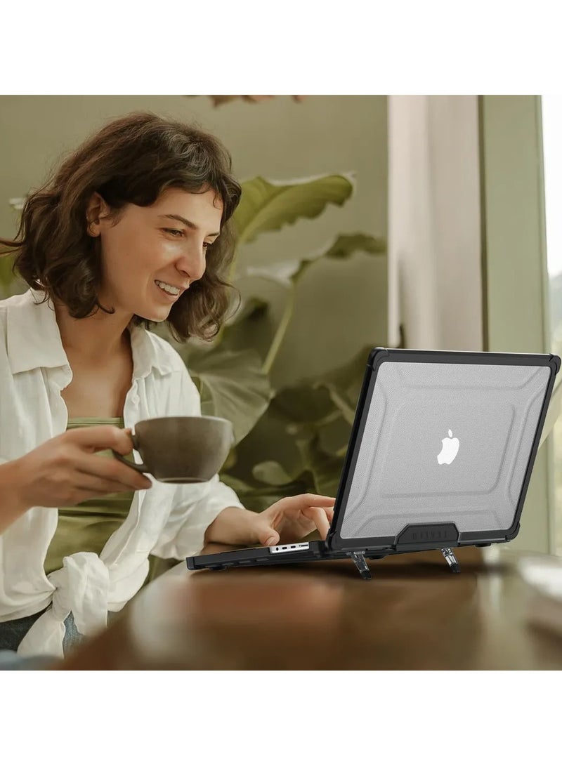 LEVELO Espectro Macbook Pro 16inch Case / Foldable Stand / 360° Full Protection / Built in Air Vents / Easy Installation - Black  - Image 4