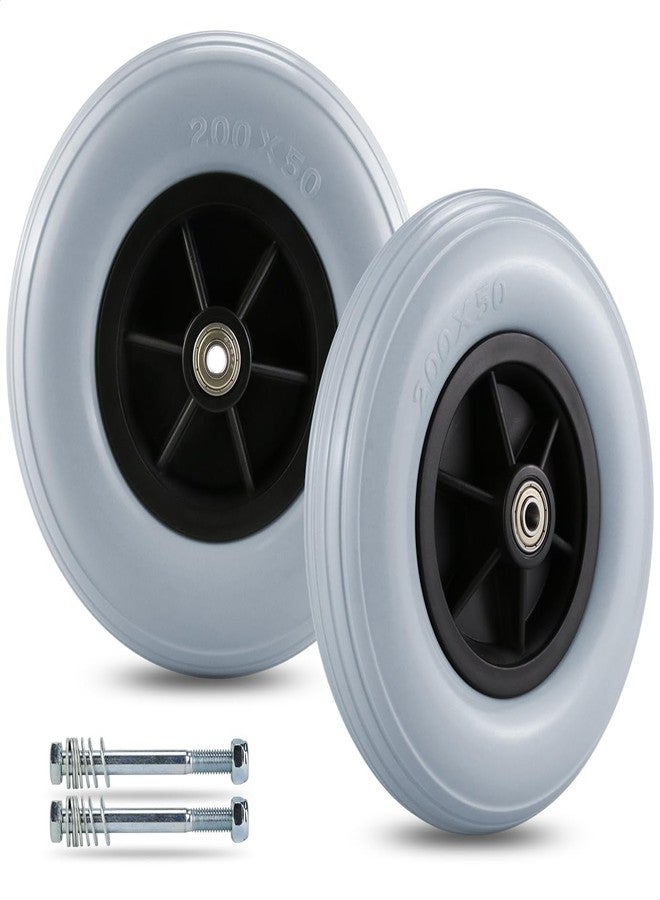AARAM Wheelchair front Wheels castor tyre Roller Rubber Replacement Wheel for disabled handicapped Wheelchair Replacement Parts for Wheelchairs, 200 x 50 (8 inch x 2 inch) set of 2 pcs - Image 1