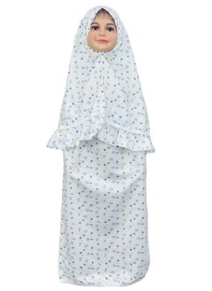 City Rose Islamic Girls Pray Khimar Two Pieces Sets Cotton Dress Hijab Abaya Floral Suit  - Image 1