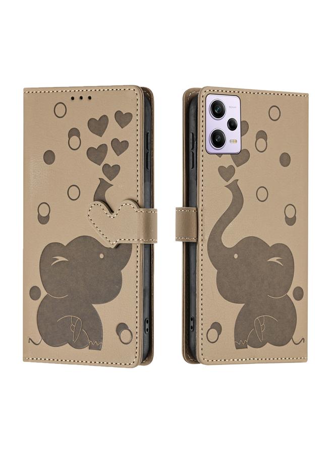 S-TOP Case For Redmi Note 12 Pro 5G Cartoon Elephant Embossed Leather Phone Case - Image 1
