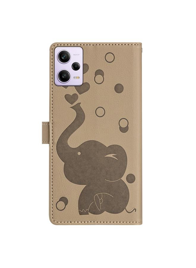 S-TOP Case For Redmi Note 12 Pro 5G Cartoon Elephant Embossed Leather Phone Case - Image 4