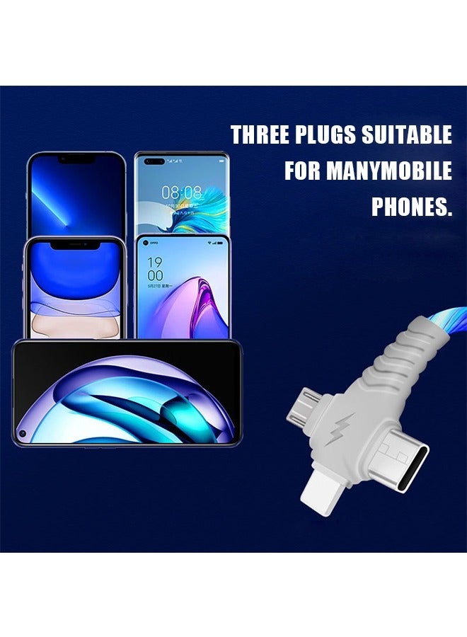 3 in 1 Led Light Up Charging Cable, 40 W Fast Charge Type C Gradual Changing Shining Charging Cord, 1m Charging Cable IP Port for Most Phones iPads iPhones Tablets (Colorful) - Image 2