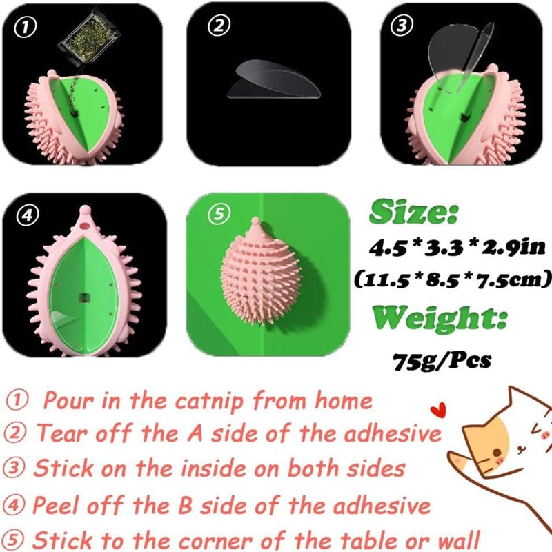 NeoStyle 2 in 1 Cat Feather Toys with Cat Self Groomer,Cat Grooming Brush Wall Mount,Cat Face Scratchers Toy Detachable Feather for Indoor Cats (Pink, Cat Self Groomer+Feather Toy) - Image 2
