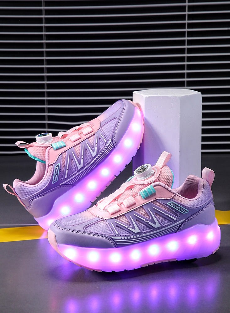 Roller Skates 4 Wheels Shoes for Kids New Upgrade Skates Sneakers LED Light Up Rechargeable Sport Sneaker for Boys Girls Beginner More Balanced - Image 2