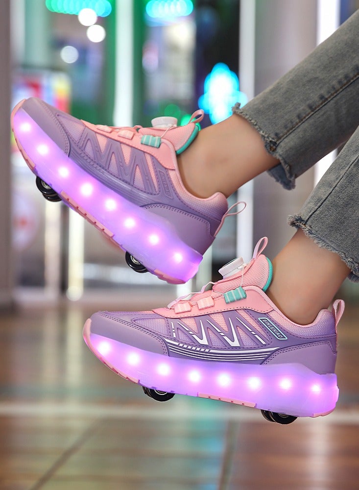 Roller Skates 4 Wheels Shoes for Kids New Upgrade Skates Sneakers LED Light Up Rechargeable Sport Sneaker for Boys Girls Beginner More Balanced - Image 5