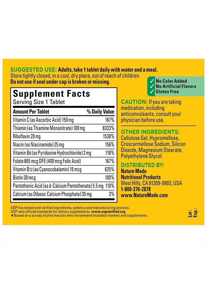 Nature Made - Super B Complex with Vitamin C and Folic Acid, Dietary Supplement for Immune Support, 140 Tablets, 140 Day Supply - Image 1