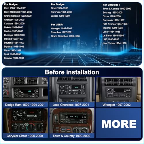 Aitrenlu Car Radio for Dodge Ram 1500 2500 3500 1994–2002, Jeep Wrangler 1997-2002, Grand Cherokee 1993-1998, Town & Country 1990-2000, Touch Screen Stereo with Fast Charger Carplay Android Auto GPS FM 5G WiFi - Image 2