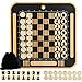 Wahartoly Home Wall Chess Board Game Room Furniture Decor Deluxe Chess Set Pine Chessboard Covered with Exquisite Carved Metal Layers Equipped with Chess Pieces and Storage Bags - Image 2