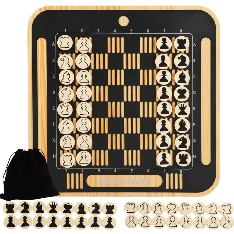 Wahartoly Home Wall Chess Board Game Room Furniture Decor Deluxe Chess Set Pine Chessboard Covered with Exquisite Carved Metal Layers Equipped with Chess Pieces and Storage Bags - Image 3