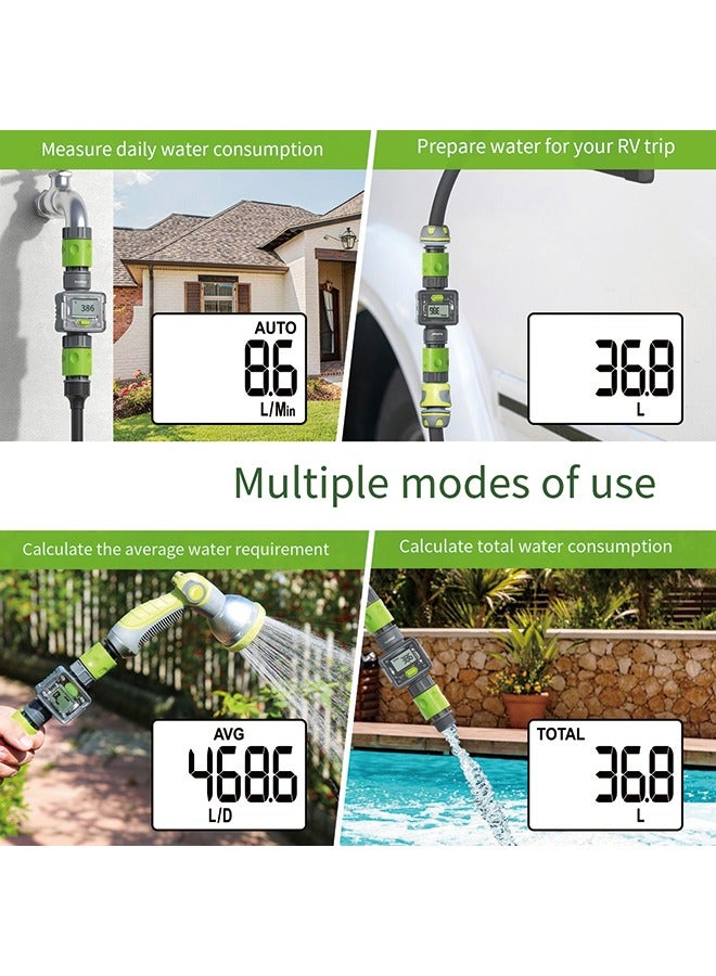 RAINPOINT Water Meter for Garden Hose, Water Flow Meter GPM Tracking Flow Rate Gallon Liter Water Consumption for Outdoor Garden Hose Watering, RV Water Tank Filling, Lawn Sprinkler, Nozzle Sprayer - Image 4