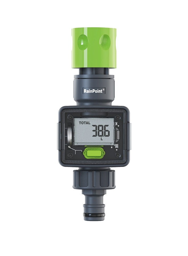 RAINPOINT Water Meter for Garden Hose, Water Flow Meter GPM Tracking Flow Rate Gallon Liter Water Consumption for Outdoor Garden Hose Watering, RV Water Tank Filling, Lawn Sprinkler, Nozzle Sprayer - Image 1