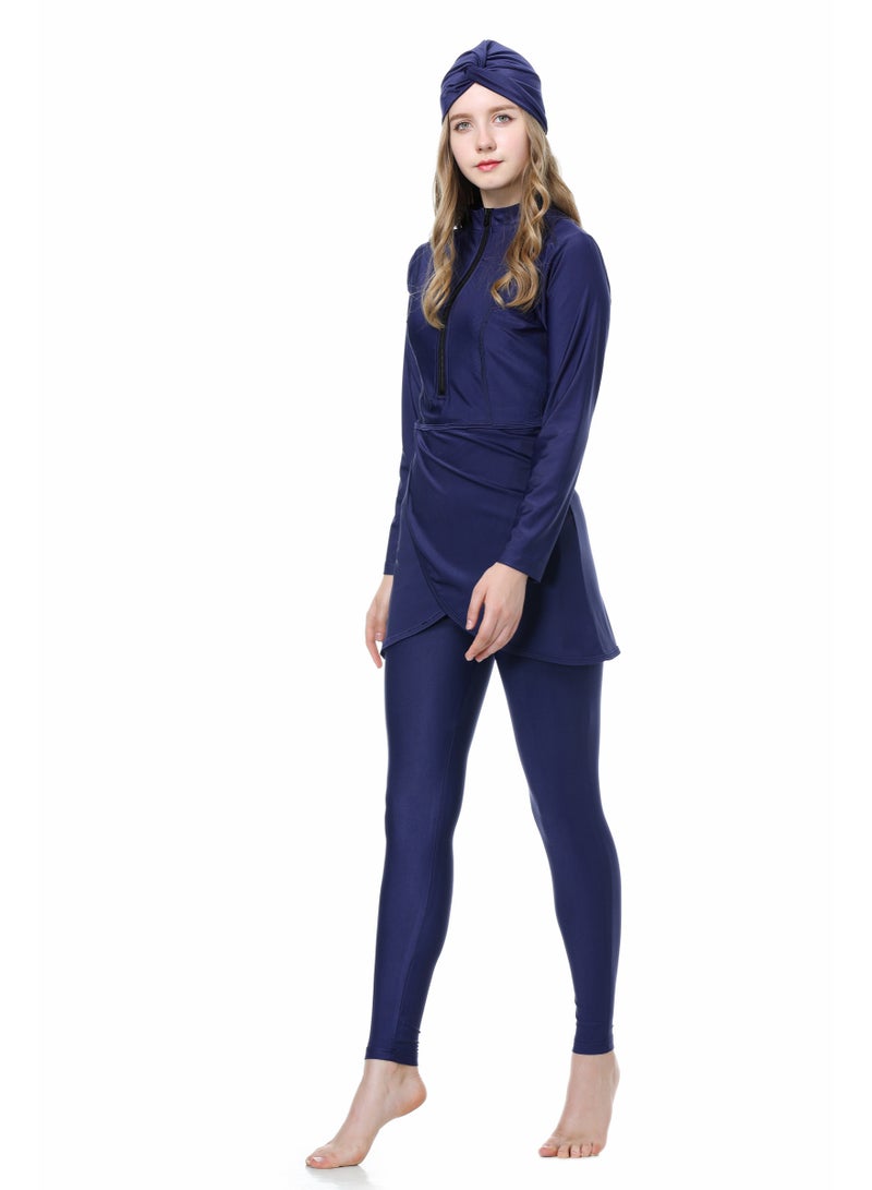 Joychic 3-Piece Muslim Women's Modest Swimsuit Set - Long Sleeve  Long Pants Sun Protection Burkini, UV-Protective Modest Swimwear for Women, Casual Comfortable  Swimming Tops with Bra Pad inside - Image 3