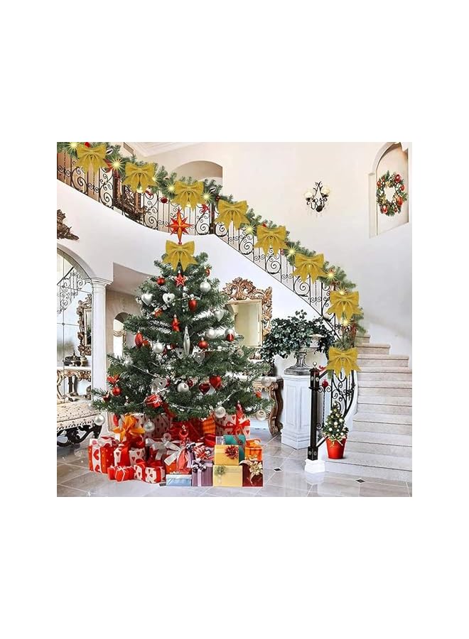 The Bros 8PCS Gold Bows for Christmas Tree,Xmas Tree Bows,5.5 Inch Christmas Bows Glitter Wreaths Bows for Tree Decorations,Sequin Bows Ties Ornaments for Christmas Tree,Wreaths,Garland Decorations - Image 3