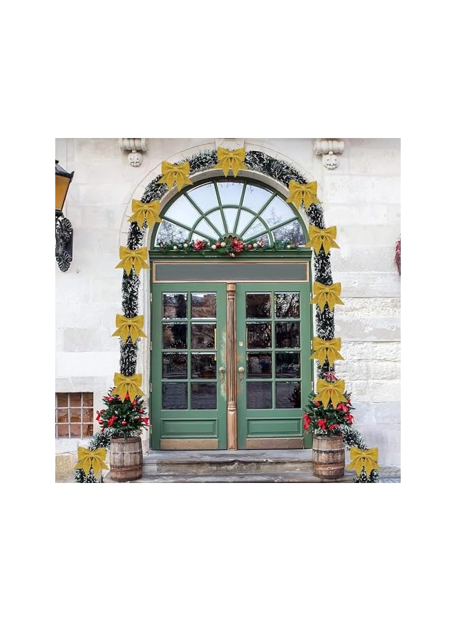 The Bros 8PCS Gold Bows for Christmas Tree,Xmas Tree Bows,5.5 Inch Christmas Bows Glitter Wreaths Bows for Tree Decorations,Sequin Bows Ties Ornaments for Christmas Tree,Wreaths,Garland Decorations - Image 5