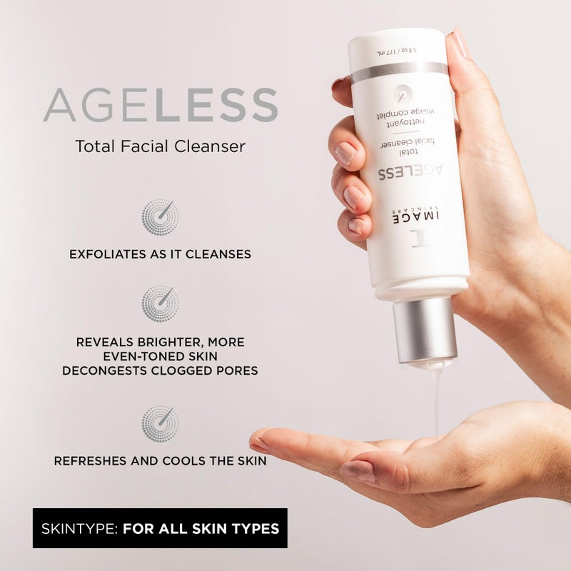 IMAGE SKINCARE IMAGE للعناية بالبشرة، منظف الوجه AGELESS الكلي، غسول وجه لطيف لبشرة أكثر نعومة وانتعاش، 6 أونصات - Image 2