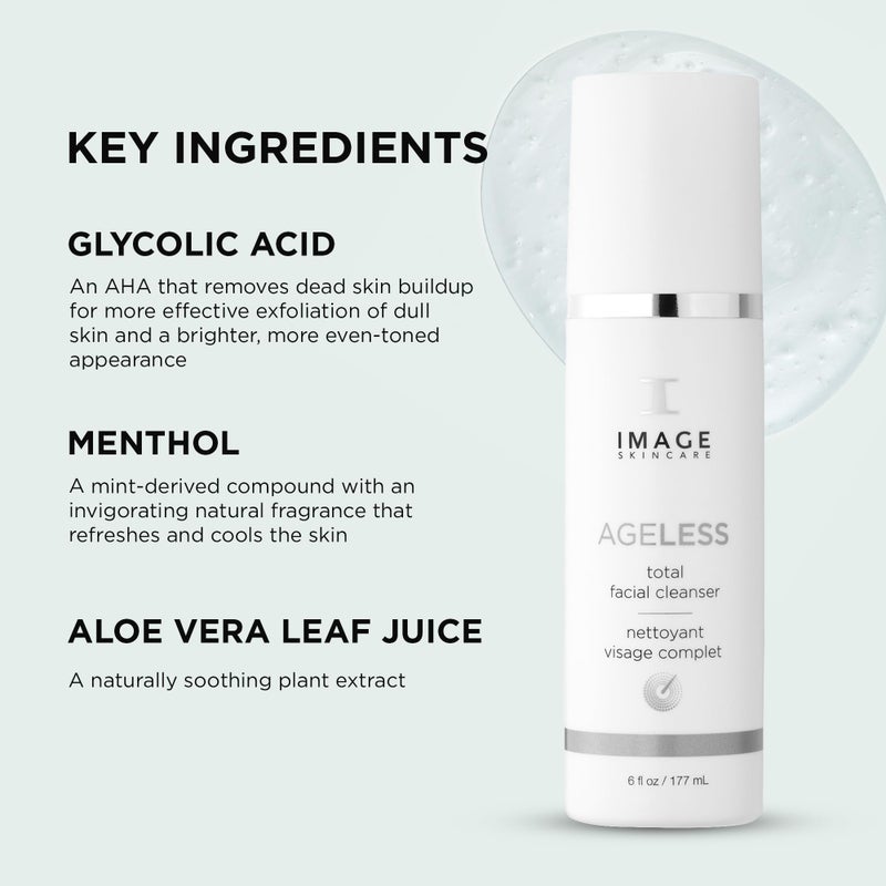 IMAGE SKINCARE IMAGE للعناية بالبشرة، منظف الوجه AGELESS الكلي، غسول وجه لطيف لبشرة أكثر نعومة وانتعاش، 6 أونصات - Image 4