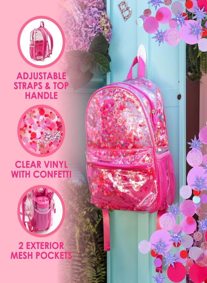 Packed Party Sweet Tart Pink Confetti Backpack Women's Fashion Shoulder Clear Book Bag; Trendy Confetti Look for Work and Travel (Pink - Sweet Tart) - Image 5