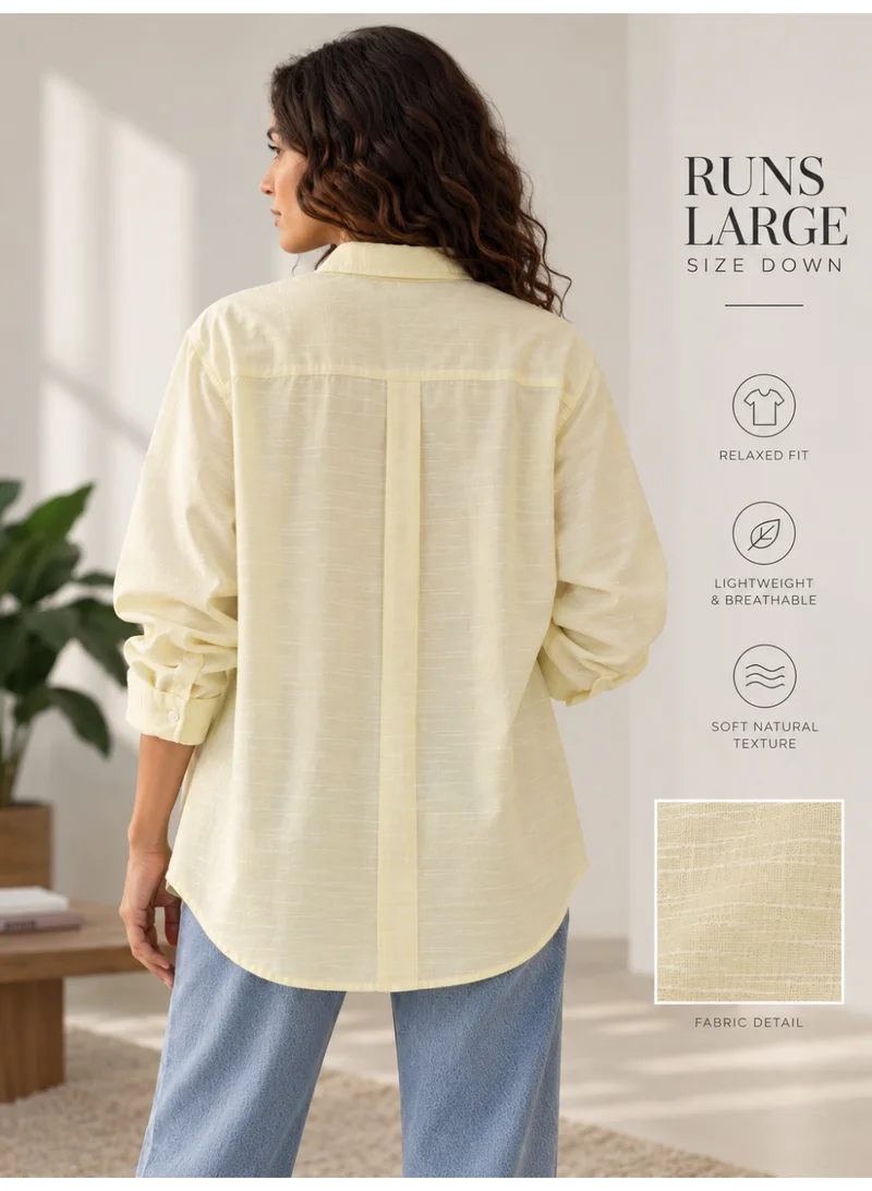 فكتور اند جين Ladies Linen-Look Lyocell Oversized Shirt