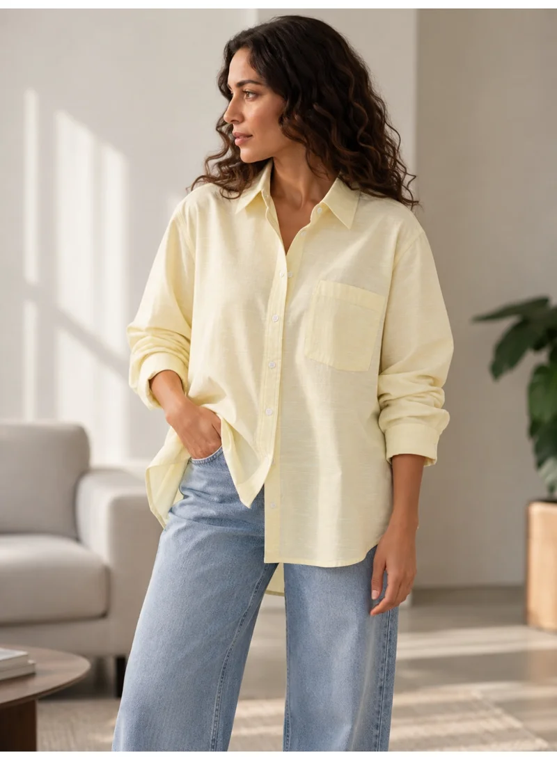 فكتور اند جين Ladies Linen-Look Lyocell Oversized Shirt
