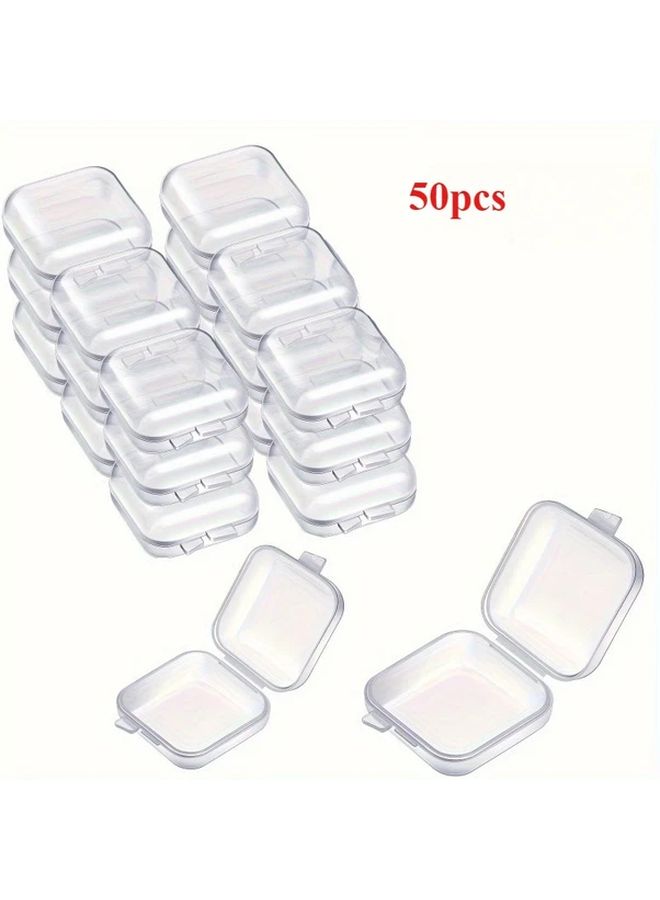 50pcs Clear Plastic Mini Portable Storage Boxes Jewelry Earring Organizer Case - Image 1