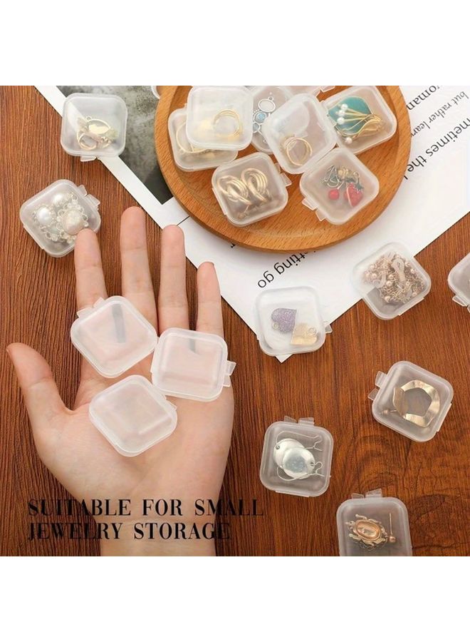 50pcs Clear Plastic Mini Portable Storage Boxes Jewelry Earring Organizer Case - Image 3
