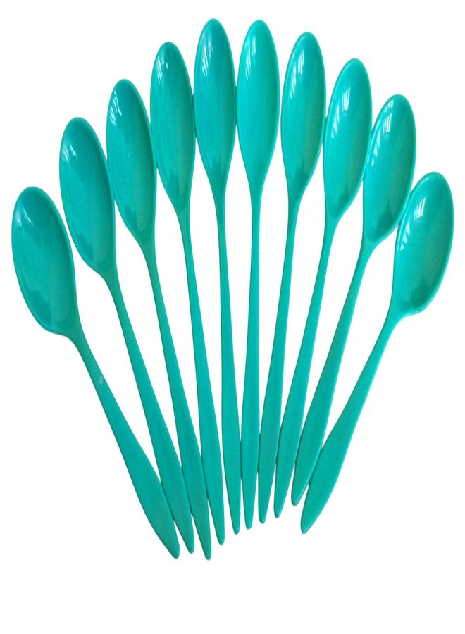 Kitchwish Multicolor Plastic Table Spoon Set for Dining, Picnics, and Parties - Reusable Spoons for Snacks, Dessert, and Soup - Set of 10 - Image 1