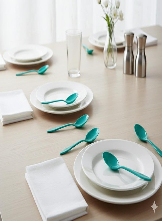 Kitchwish Multicolor Plastic Table Spoon Set for Dining, Picnics, and Parties - Reusable Spoons for Snacks, Dessert, and Soup - Set of 10 - Image 3