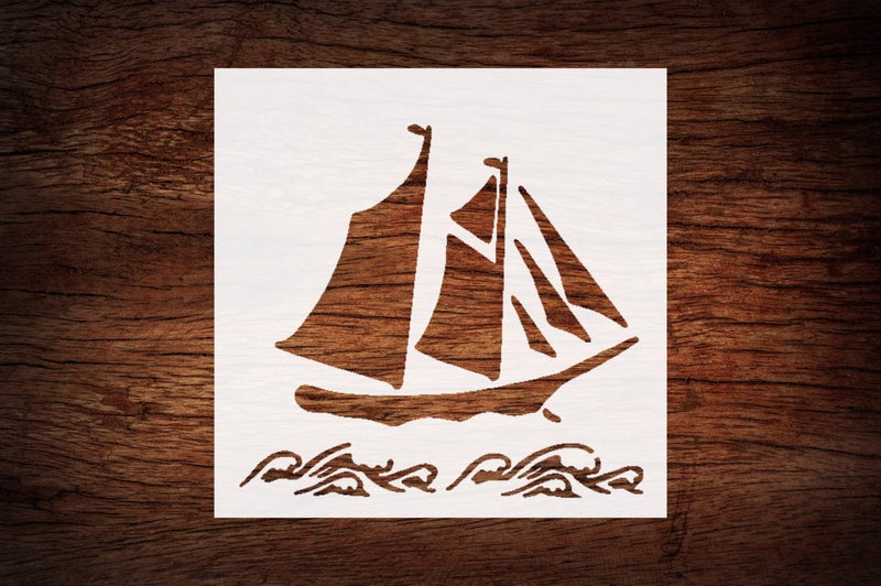 STENCILAIR Custom Nautical Ship & Sailing Stencil 5.5" x 5.5" - Maritime Design for Ocean-Inspired Crafts - Image 1
