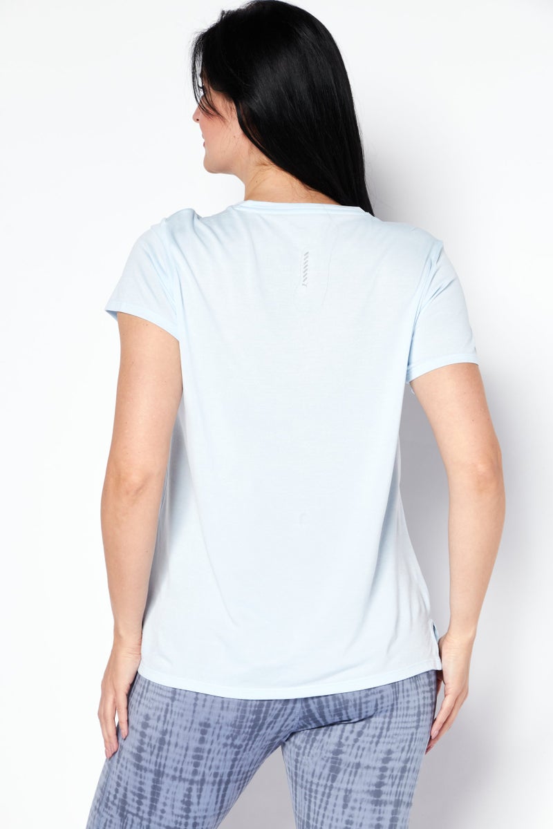 PUMA تي شيرت تدريب قصير الأكمام للنساء، أزرق فاتح - Image 4