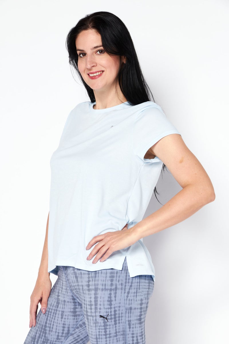 PUMA تي شيرت تدريب قصير الأكمام للنساء، أزرق فاتح - Image 3