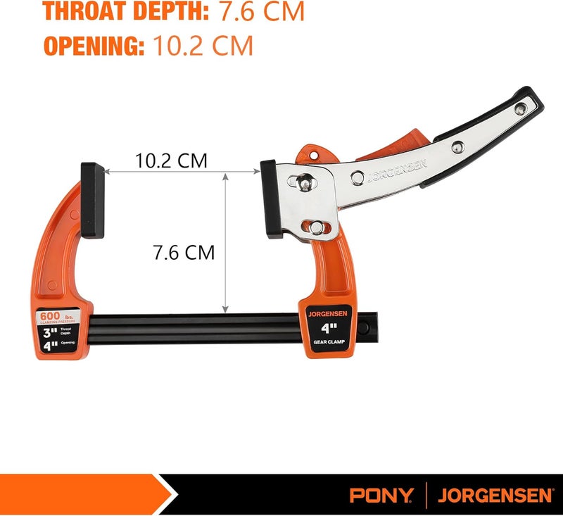 Jorgensen 10.2 cm Bar Clamp Set, Bar Clamp for Woodworking, Quick Release Gear Clamp with 272 kg Load Limit - 2 Pack - Image 2