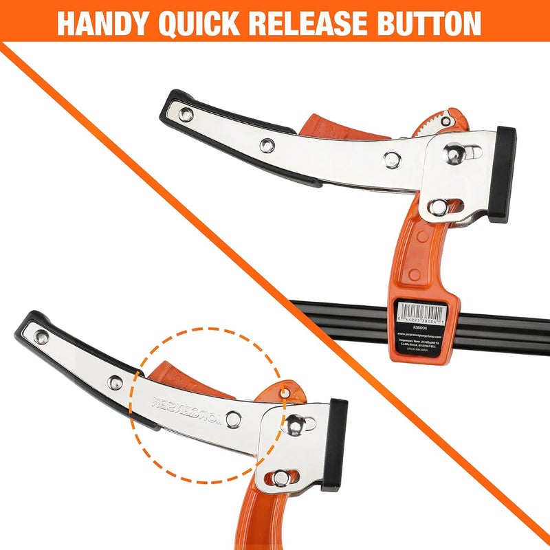 Jorgensen 10.2 cm Bar Clamp Set, Bar Clamp for Woodworking, Quick Release Gear Clamp with 272 kg Load Limit - 2 Pack - Image 4