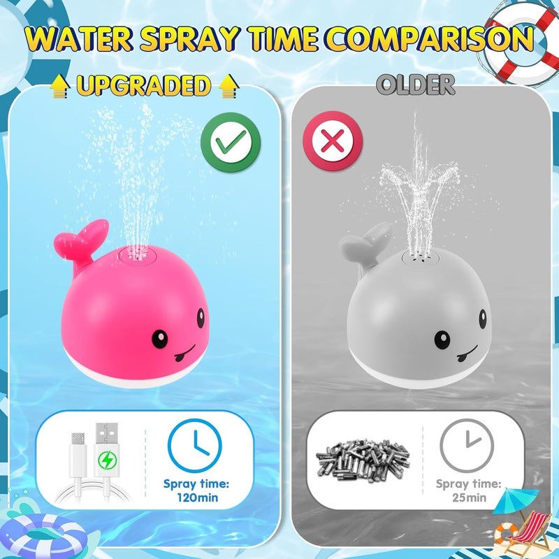 GIGILLI Baby Bath Toys, Bath Toys for Kids Ages 1-3, 1 Year Old Girl Valentines Gifts for Babies 6-12-18 Months, Light Up Whale Bath Toy Sprinkler Toddler Birthday Bathtub Fountain Pool Water Toy - Image 5