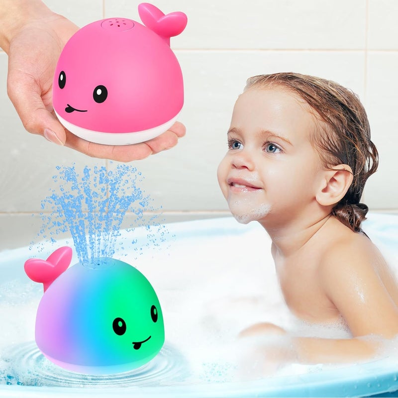 GIGILLI Baby Bath Toys, Bath Toys for Kids Ages 1-3, 1 Year Old Girl Valentines Gifts for Babies 6-12-18 Months, Light Up Whale Bath Toy Sprinkler Toddler Birthday Bathtub Fountain Pool Water Toy - Image 1