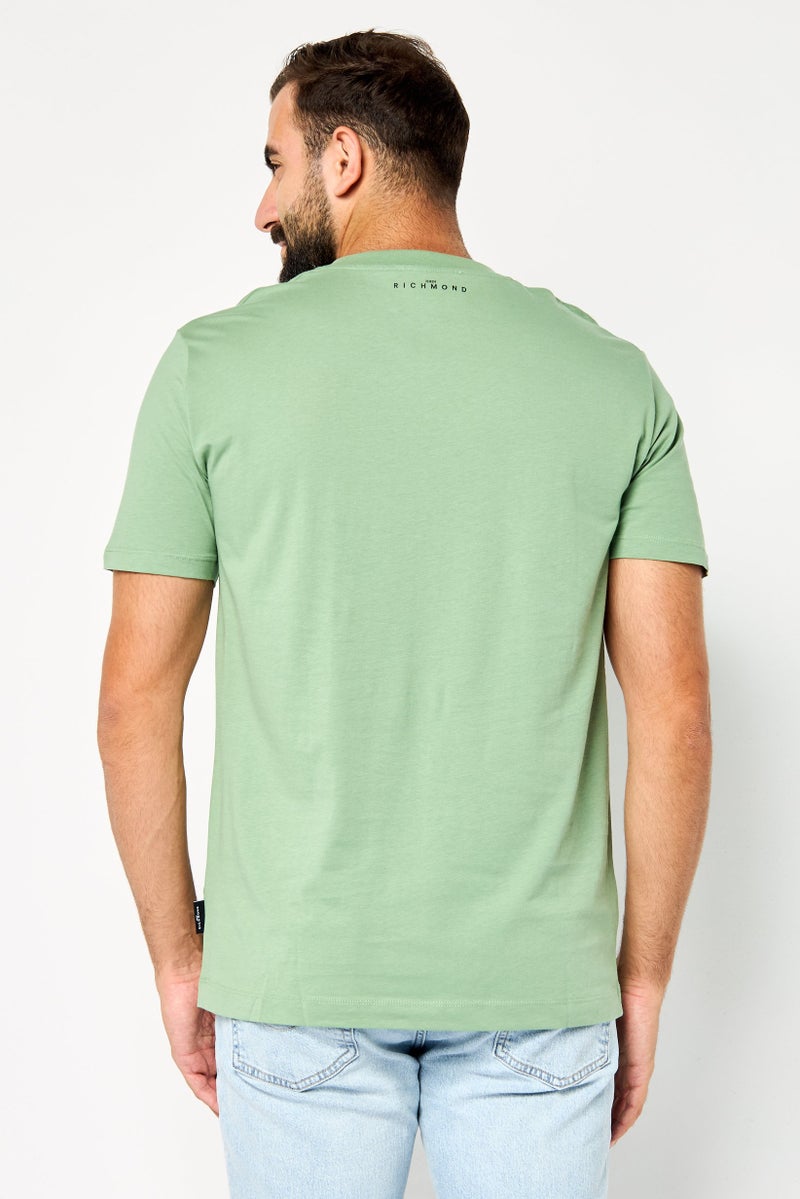 JOHN RICHMOND Men Crew Neck Short Sleeve Graphic Print T-shirt, Dark Sage - Image 4