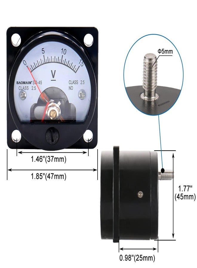 Baomain Round Analog Dial Panel Meter Voltmeter Gauge SO-45 DC 0-15V Class 2.5 - Image 3