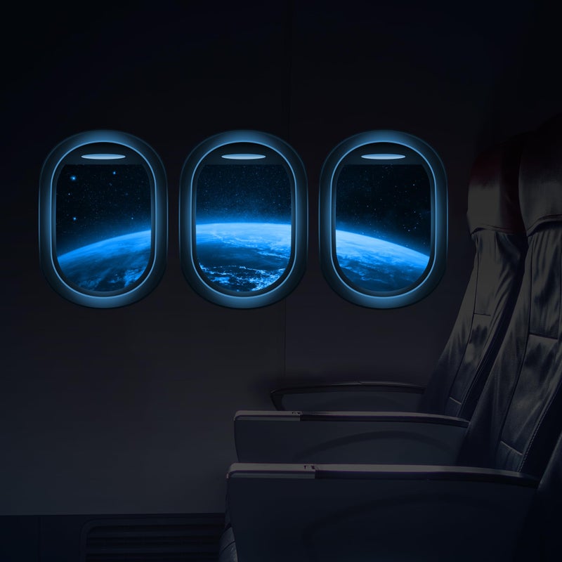 Robmoda Glow in The Dark 3D Space Wall Decals Set of 3 Galaxy Window Stickers for Wall Space Themed Room Decor for Kids Boys Blue - Image 3