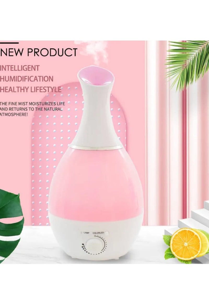 Colorful Night Light Ultrasonic Low Noise LED Vase Shape Humidifier White/Blue/Pink  - Image 1
