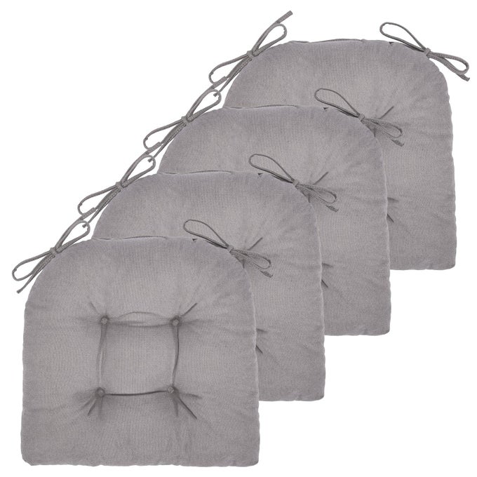 CHAIR CUSHION 4 PACK CHAIR CUSHIONS FOR DINING CHAIRS CHAIR PADS AND MAT WITH TIES FOR INDOOR KITCHEN SEAT AND DESK 4 COUNT 17 X 16 IN LIGHT GREY