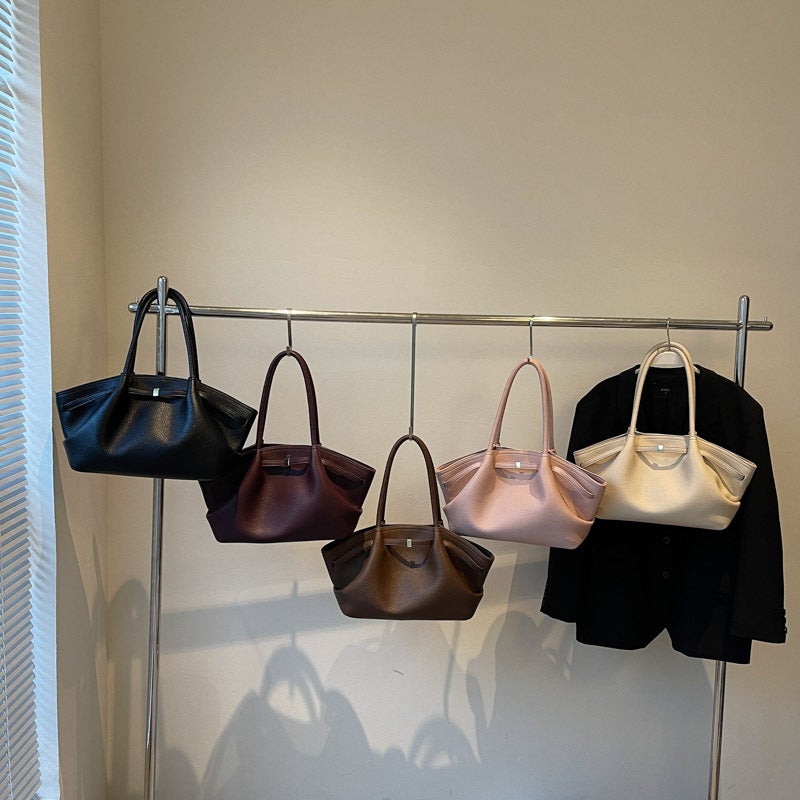 Niche Accessible Luxury Pure Color Tote Bag For Women 2025 Early Spring New Casual Versatile Armpit Bag Commuter Shoulder Handbag - Image 4