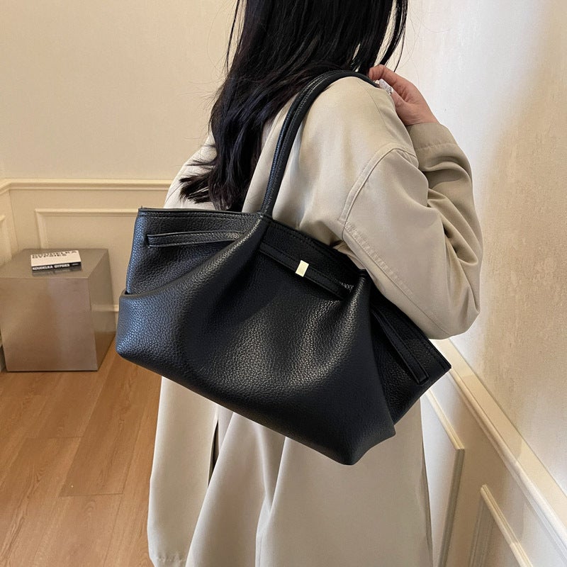 Niche Accessible Luxury Pure Color Tote Bag For Women 2025 Early Spring New Casual Versatile Armpit Bag Commuter Shoulder Handbag - Image 3
