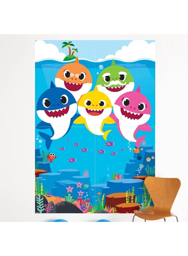 Amscan Baby Shark Scene Setter - 59" x 65" | Multi-color | Pack of 4