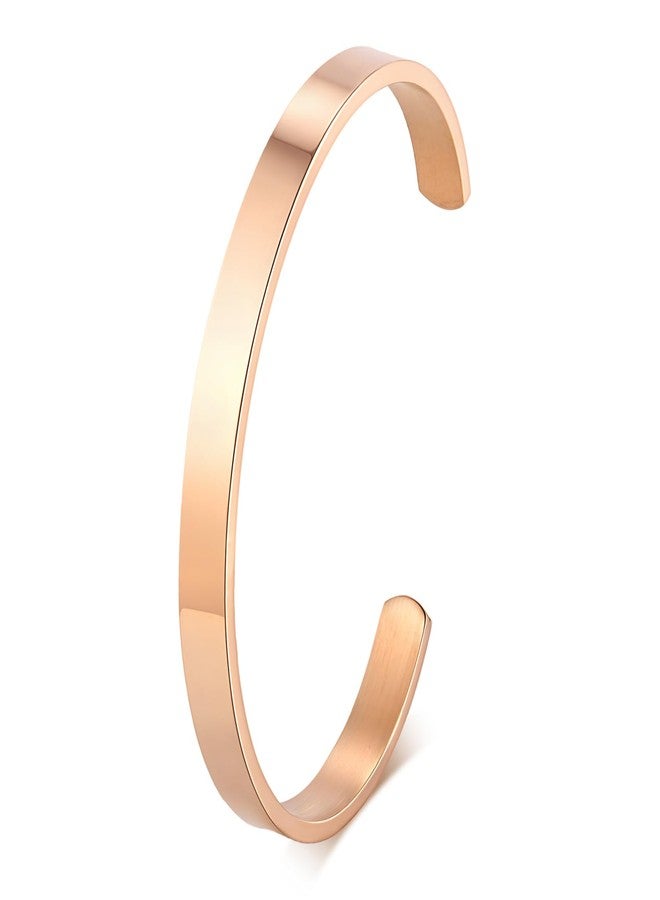 MEALGUET Stainless Steel Cuff Bracelet for Men Women : Non-Tarnish Waterproof Minimalist Minimal Rose Gold Plated Open Metal Cuffs Bangle Bracelets for Men Women Jewelry Gift,65mm - Image 1