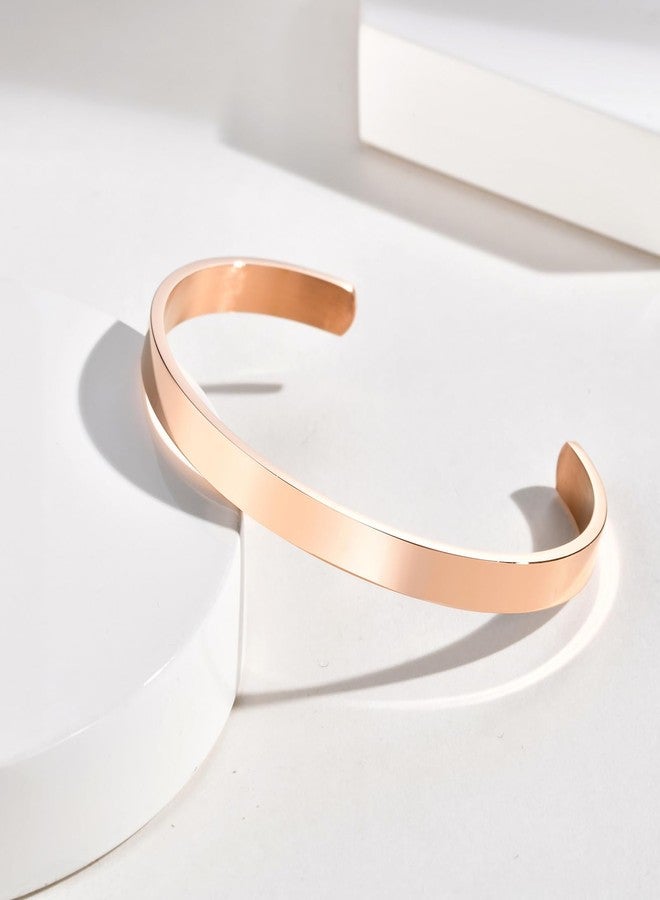 MEALGUET Stainless Steel Cuff Bracelet for Men Women : Non-Tarnish Waterproof Minimalist Minimal Rose Gold Plated Open Metal Cuffs Bangle Bracelets for Men Women Jewelry Gift,65mm - Image 4